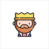 A cartoon king with a beard and a crown vector
