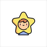 A cartoon star with a boy's face on it vector