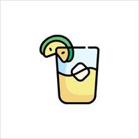 A drink with a slice of lime and ice vector