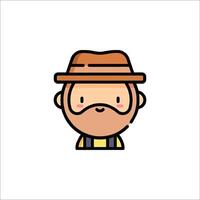 A man with a hat and beard in a flat style vector