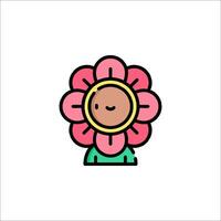 A cartoon character with a flower in its head vector