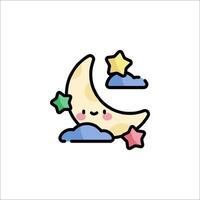 Cute moon and stars illustration vector