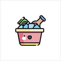 A pink bucket with ice and a bottle of beer vector