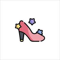 A shoe with stars on it, with a pink high heel vector