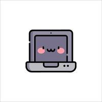 A cute laptop with a face on it vector