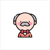 An old man with a mustache and bow tie vector