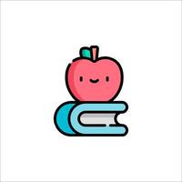 An apple sitting on top of a stack of books vector