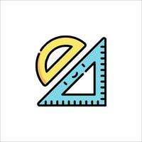 A blue and yellow triangle with a ruler on it vector