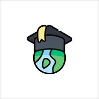 A graduation hat on top of a globe vector