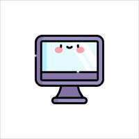 A computer monitor with a smiley face on it vector