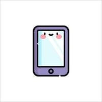 A cartoon phone with a smiley face on it vector