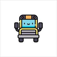 A cartoon bus with a smile on its face vector