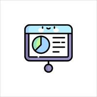 A cartoon icon of a computer screen with a pie chart vector