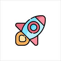 A colorful rocket ship icon on a white background vector