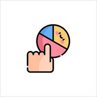 A hand pointing to a pie chart icon vector