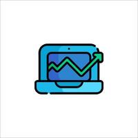 A laptop with an arrow going up on it vector