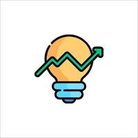 An icon of a light bulb with an arrow going up vector