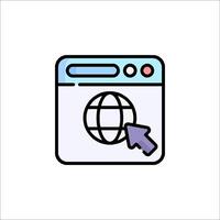 Internet browser icon with a globe and arrow vector
