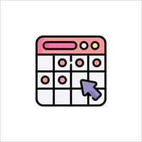 A calendar icon with a mouse pointing to it vector