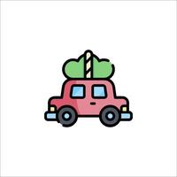 A car with a christmas tree on top of it vector