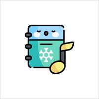 A cartoon book with a music note and a snowflake vector