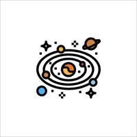 The solar system is shown in a colorful, flat design vector