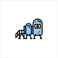 A robot is standing next to a ladder vector