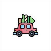 A car with a christmas tree on top of it vector