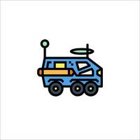 A cartoon vehicle with a surfboard on top vector