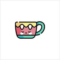 A cute cup with a monster face on it vector