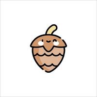 A cartoon acorn with a smile on its face vector