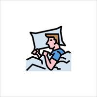 A man is sleeping in bed with a pillow vector