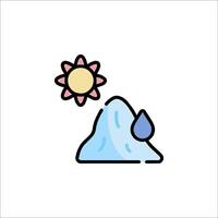 A mountain with a sun and a drop of water vector