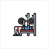 A man is doing a bench press on a bench vector
