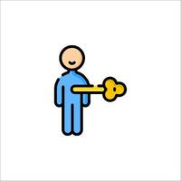 A man holding a key icon in a flat style vector