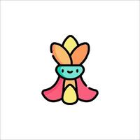 A colorful flower with a face on it vector