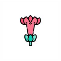A pink flower with a green stem and a smile vector