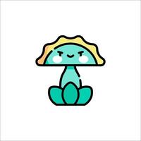 A cartoon mushroom with a smile on its face vector