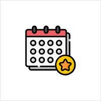 A calendar icon with a star on it vector