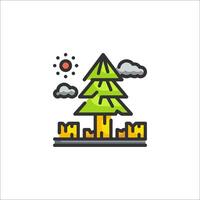 A tree with a sun and clouds on it vector