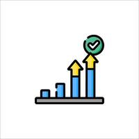 A graph with an arrow going up and a check mark vector
