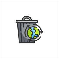 A trash can with a globe inside it vector