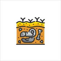 An icon of a man with a shovel and a bone vector