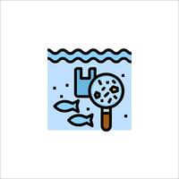 A fish and a magnifying glass icon vector
