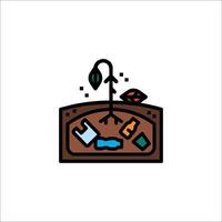 A plant and a tree in a box with a plant and other items vector