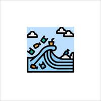A wave with a boat on it and a cloud in the background vector