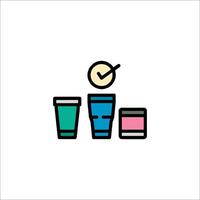 A line drawing of three cups and a clock vector