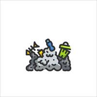 A cartoonish image of a pile of garbage and trash vector