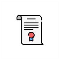 A certificate icon with a red ribbon vector