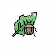 A beetle and leaf icon on a white background vector